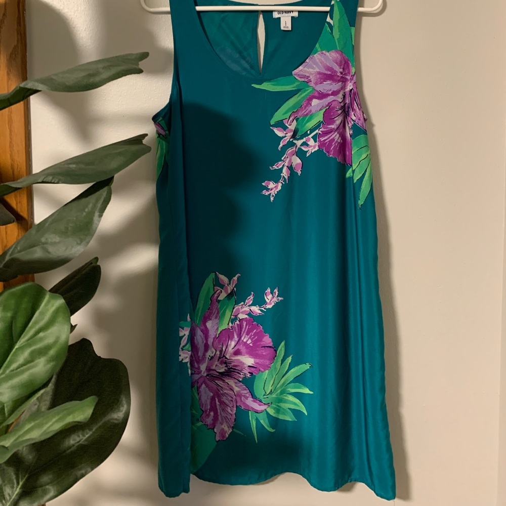 Womens Green Floral Summer Dress L